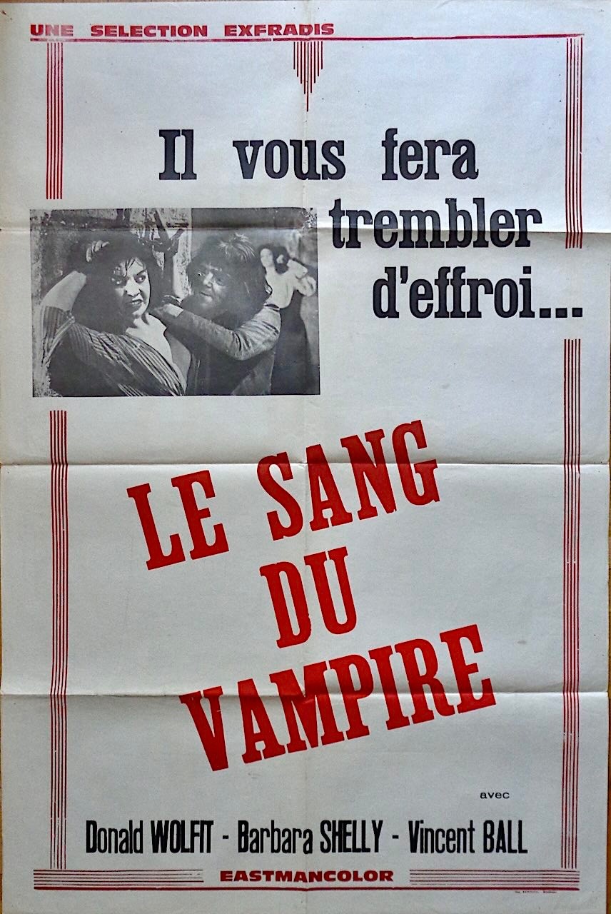 BLOOD OF THE VAMPIRE French Demi Grande movie poster 31.5×47 HORROR R1970
