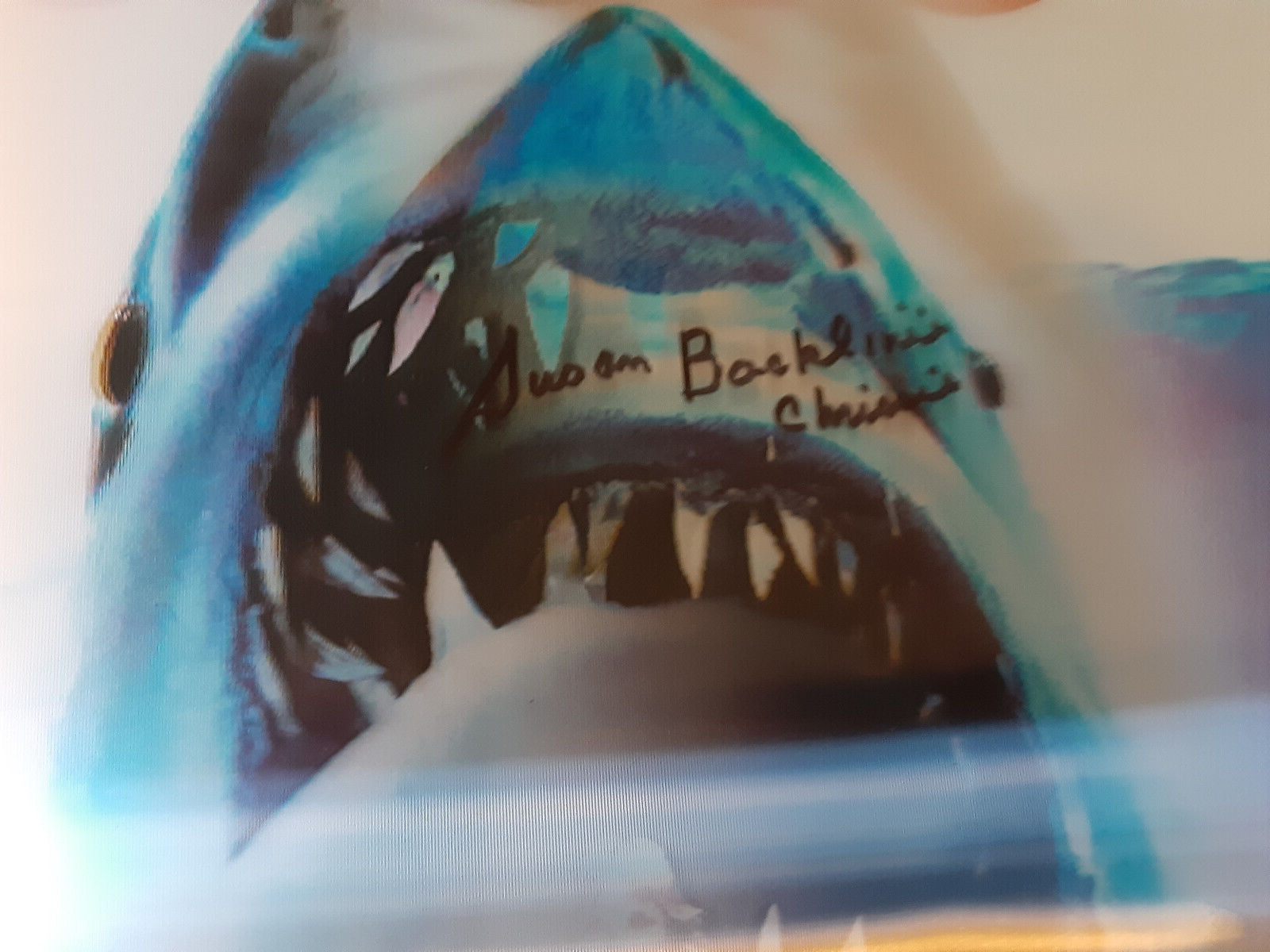 JAWS autographed 12×15 3d photo (1,2 & 3) autographed by JAWS 1st Victim JSA Cer