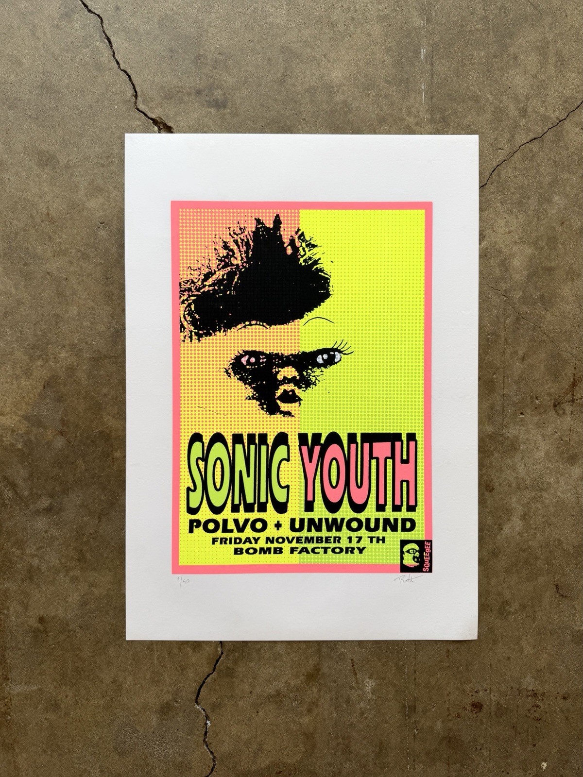 Rare Vintage Sonic Youth 1995 Original Concert Poster Dallas, TX Limited #1/50