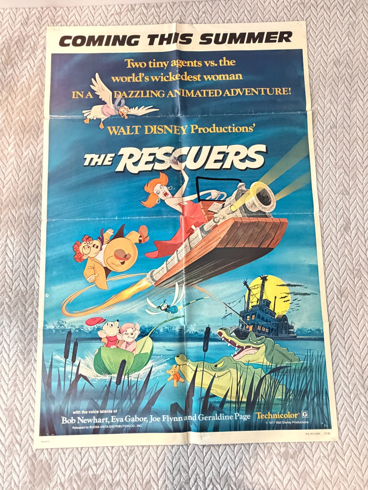 Disney The Rescuers 1977 Original One Sheet Movie Poster Damaged