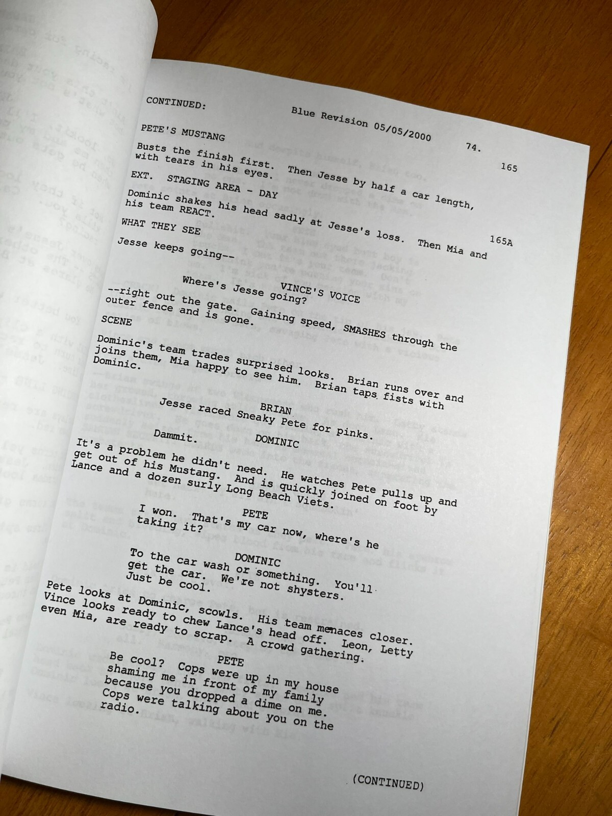 The Fast and the Furious Script Signed- Autograph Reprints- 104 Pages