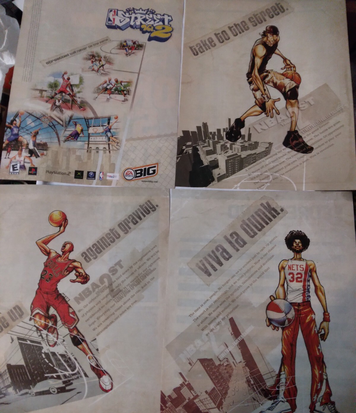 2003 Video Game Print Ad NBA STREET Vol. 2 4pg AD 21″X16″ PS PS2 Xbox GC EA Spor