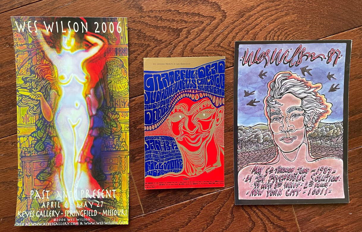 WES WILSON FAMILY OWNED POSTCARD LOT BG 45 PSYCHEDELIC SOULTION & POSTER EVENT