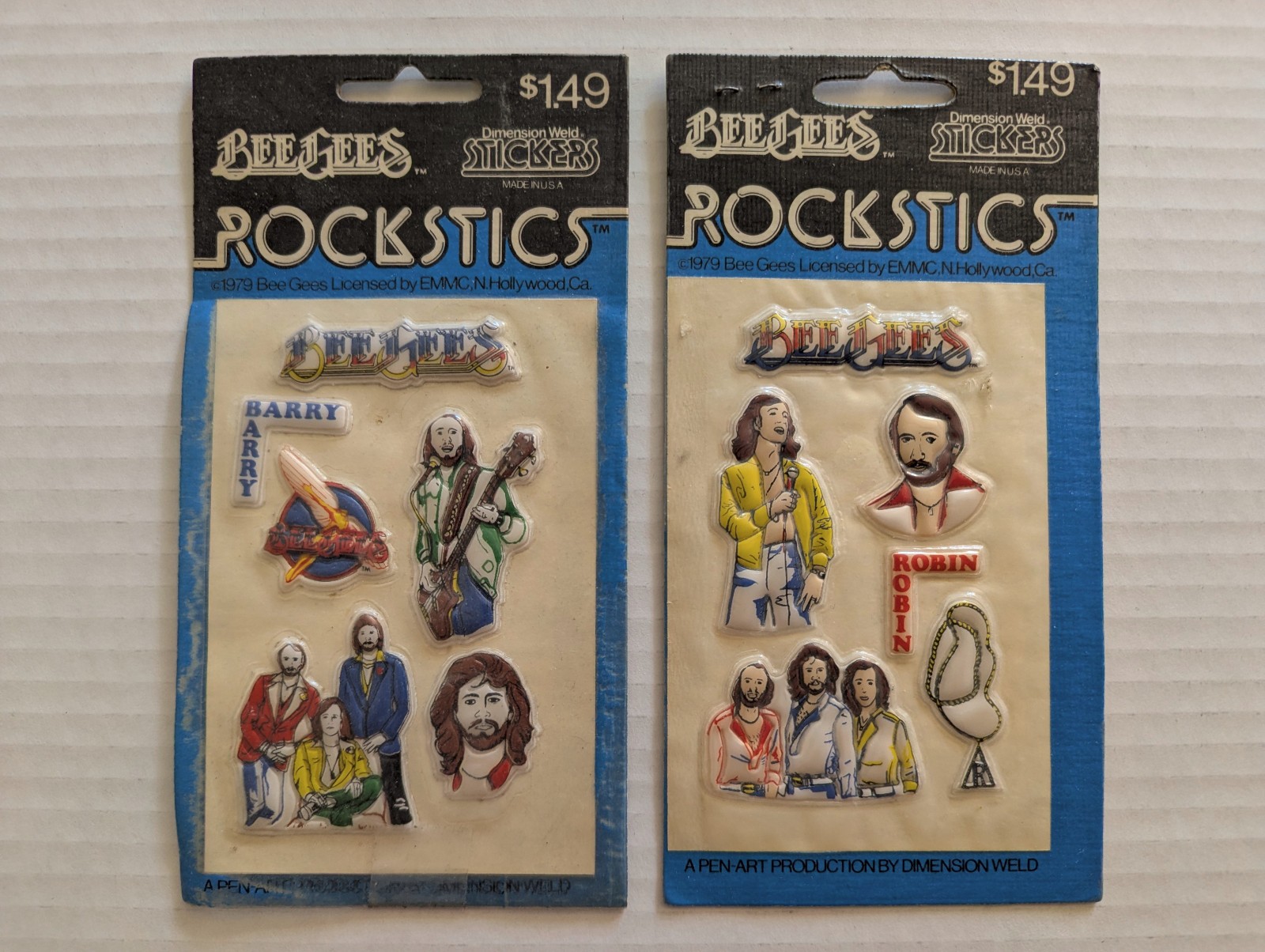 SUPER RARE BEE GEES 1979 ROCKSTICS PUFFY STICKERS KISS DISCO TOY