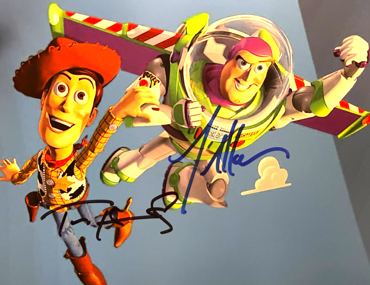 Tom Hanks, Tim Allen Signed TOY STORY: Buzz Woody Original Autograph 8×10″ w/COA