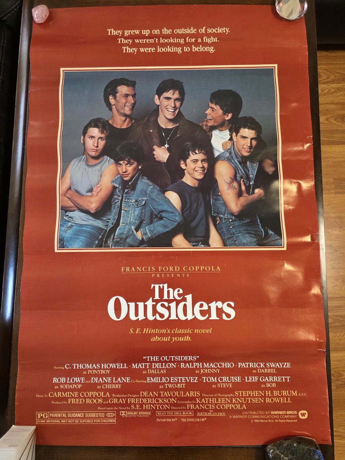 THE OUTSIDERS ORIGINAL ROLLED 27X41 MOVIE POSTER 1982 PATRICK SWAZY TOM CRUISE