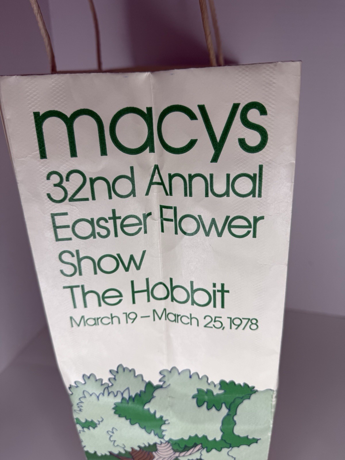 Rare 1978 Macys Flower Show The Hobbit XL Promo Bag Tolkien Gandalf Bilbo LOTR