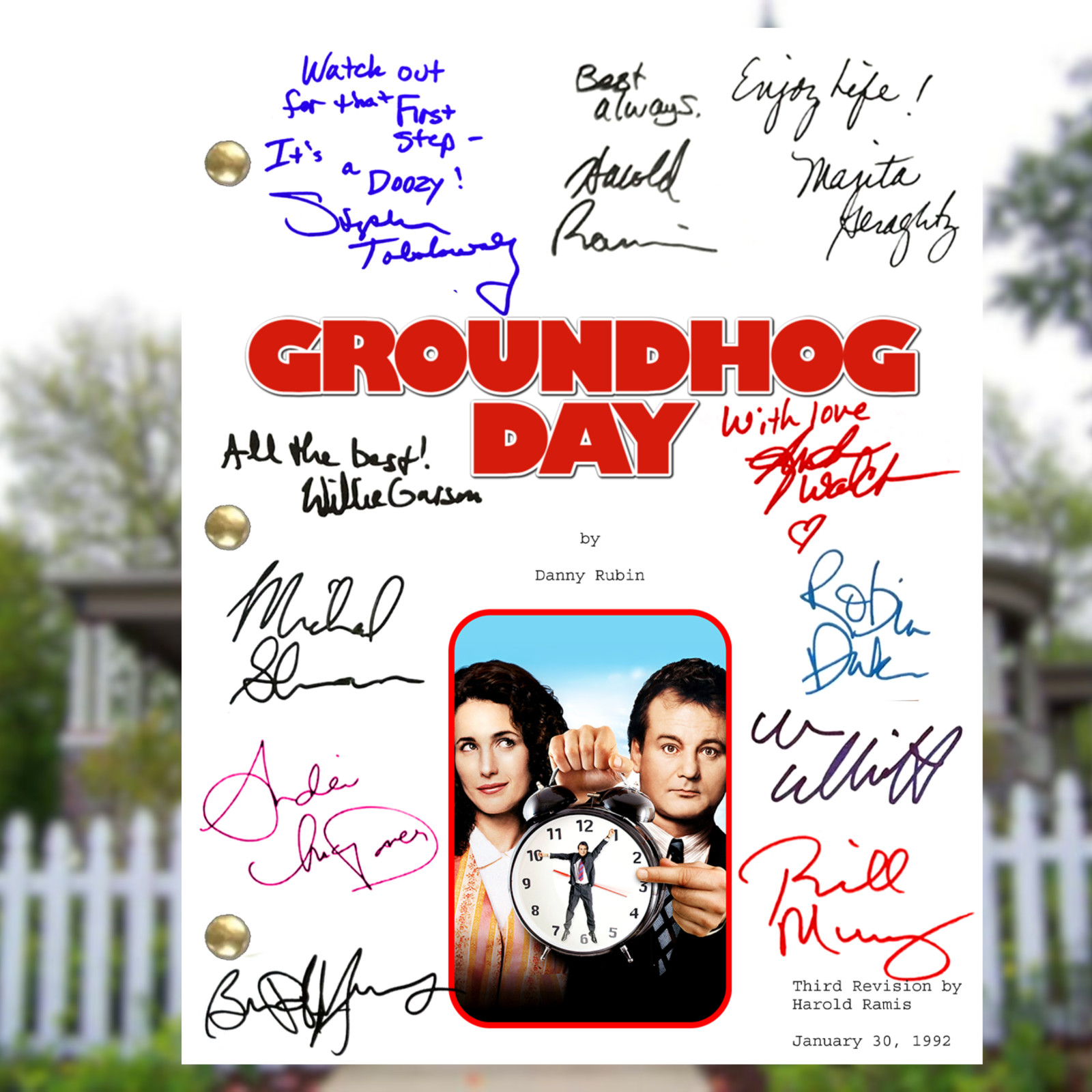 Groundhog Day Script Cast Signed Autograph Reprints & 8x10in Signed Reprint Pic