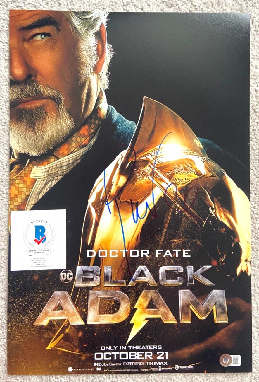 PIERCE BROSNAN SIGNED BLACK ADAM 12×18 MOVIE POSTER PHOTO JAMES BOND 007 BAS