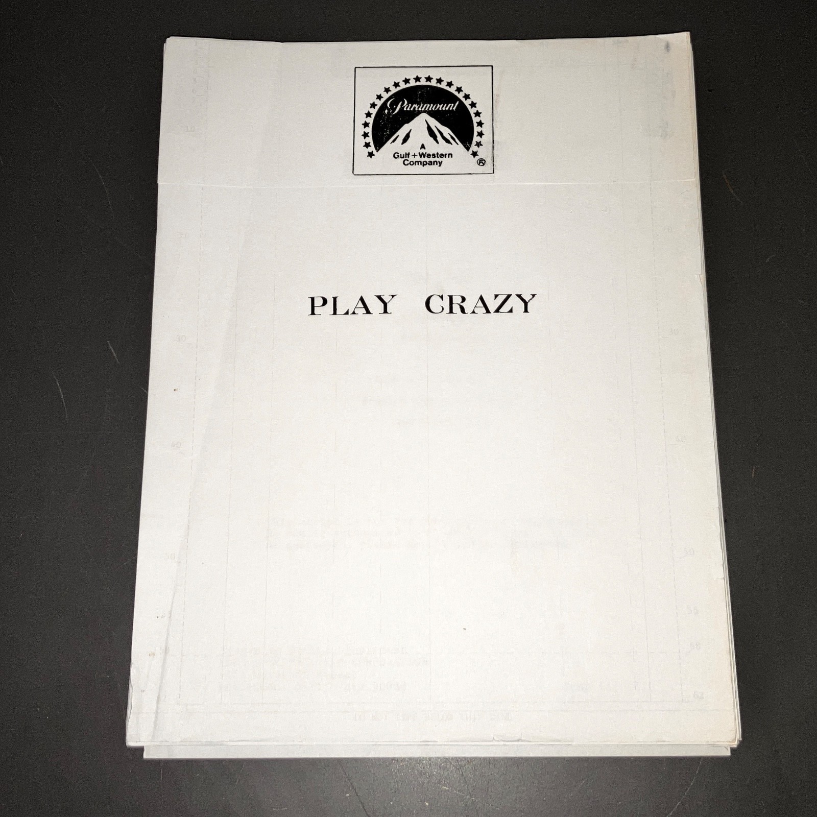 PLAY CRAZY (6/16/79) Chevy Chase Unmade Orig. PARAMOUNT TYPESCRIPT MASTER + COA!