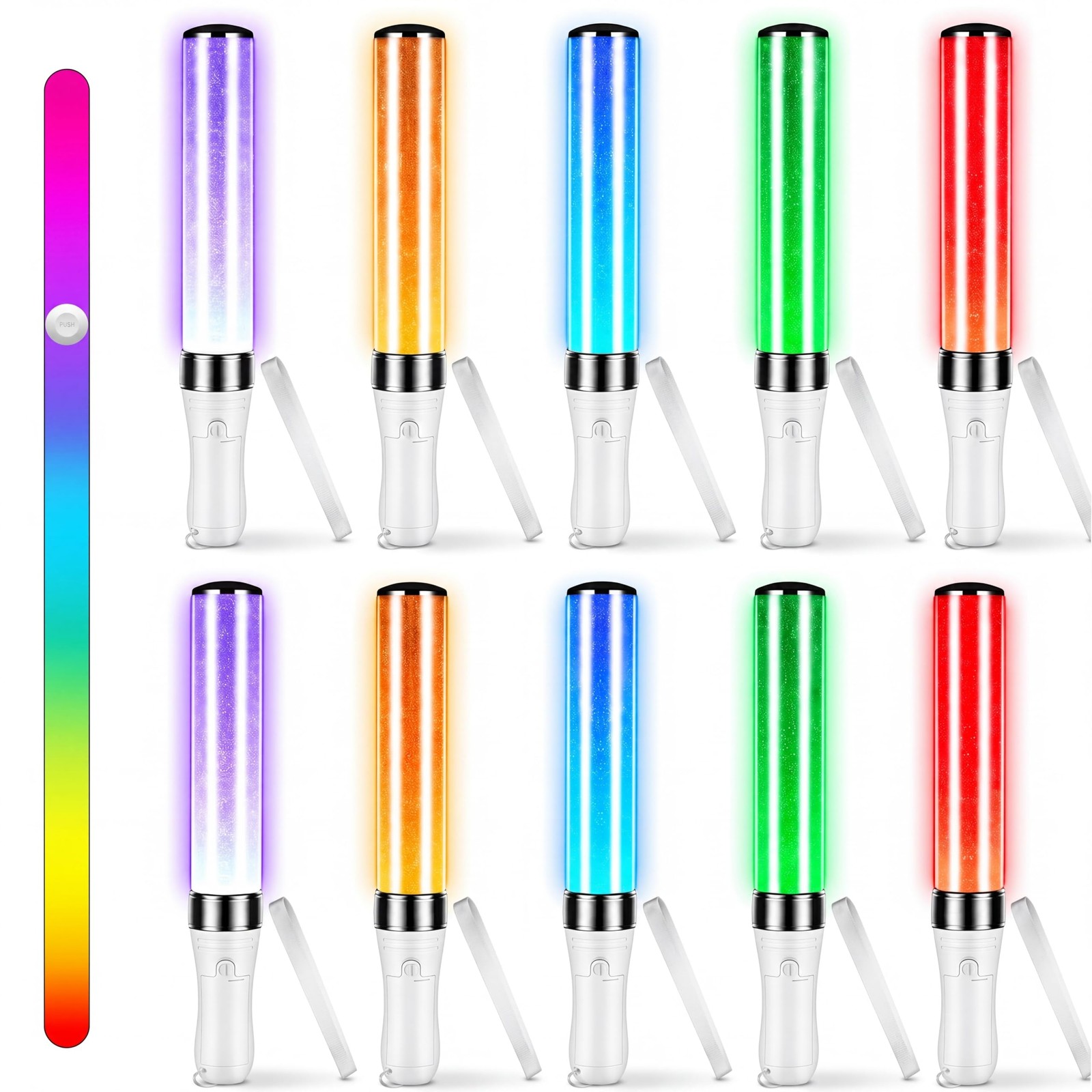 Lewtemi 8 Pcs K-pop Lightstick LED Concert Glow Sticks 15 Color Reusable