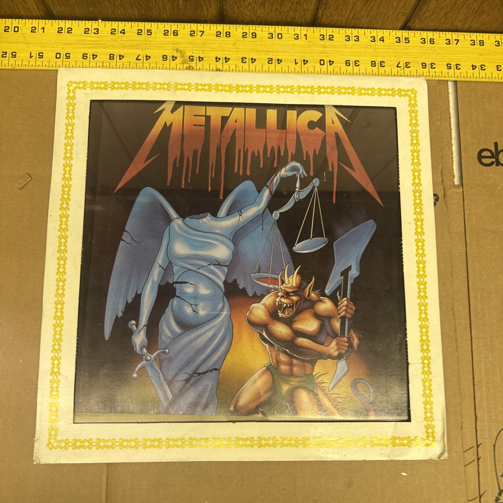 Vintage METALLICA Justice Demon Carnival Prize W/Glass 14” X 14”