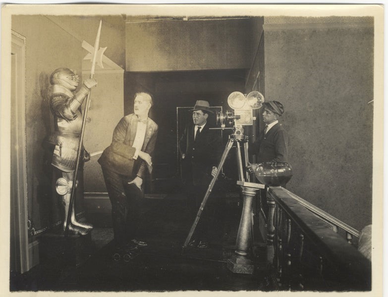 1920s Silent Actor comic scene Poked in Rear by Suit of Armor Original 4×5 Photo