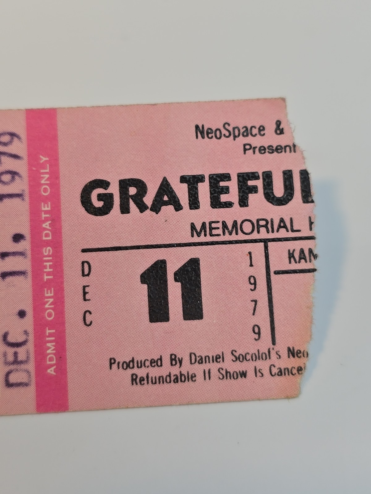 Grateful Dead Concert Ticket Stub Dec 11, 1979 Memorial Hall Kansas City Kansas