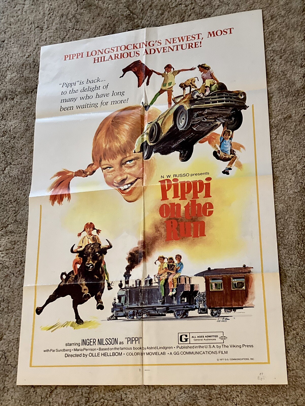 Pippi On The Run 1977 Poster Original 41×27 Inches Longstocking