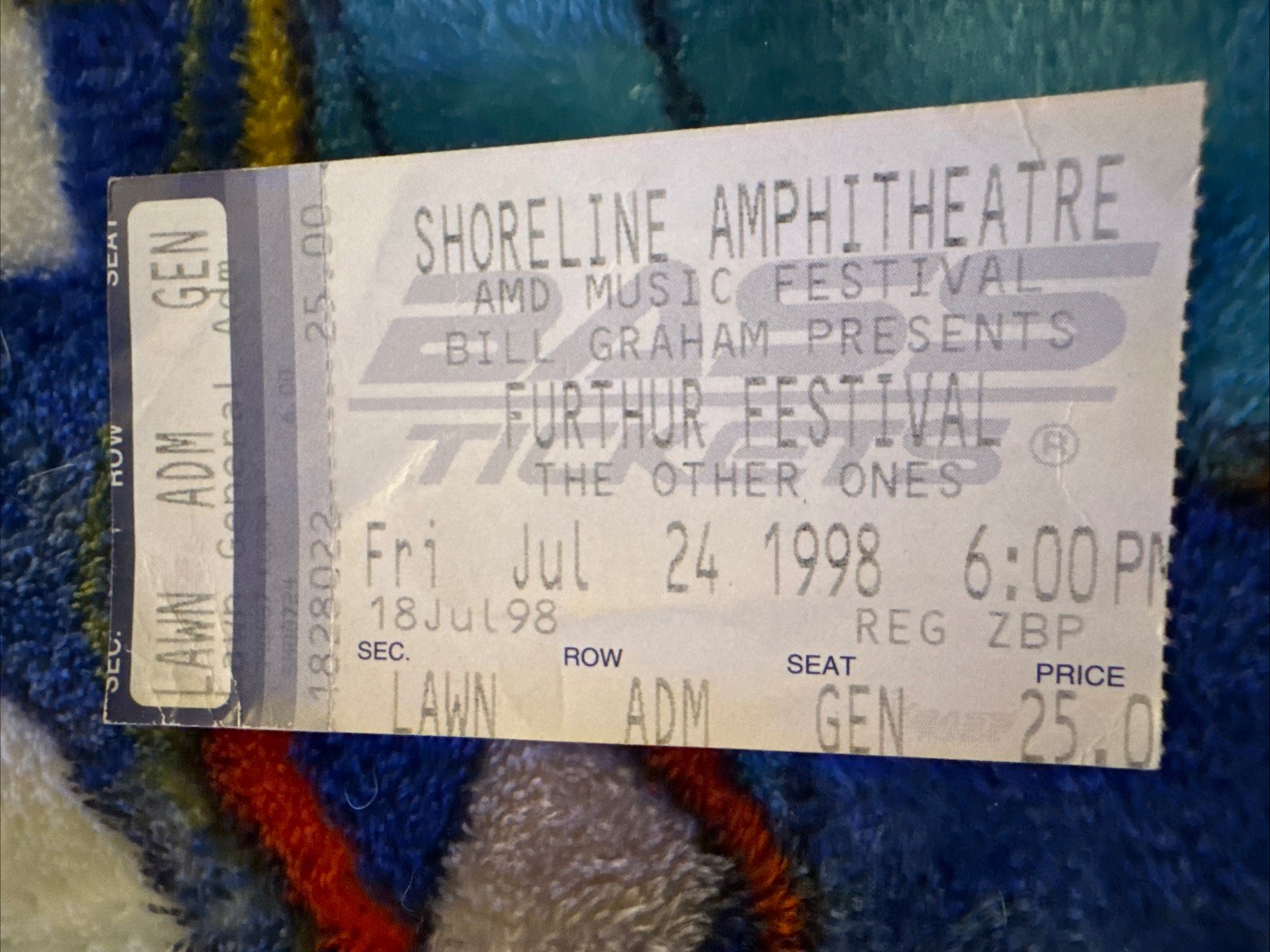 FURTHUR FESTIVAL- GRATEFUL DEAD – JULY 24, 1998 – SHORELINE AMPHITHEATRE- TICKET