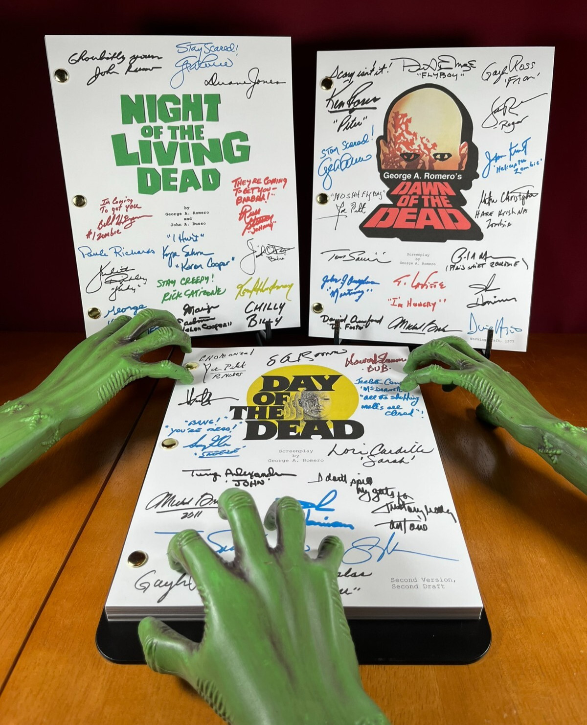 Night of the Living Dead Trilogy Scripts Signed- Autograph Reprints- Horror- :)