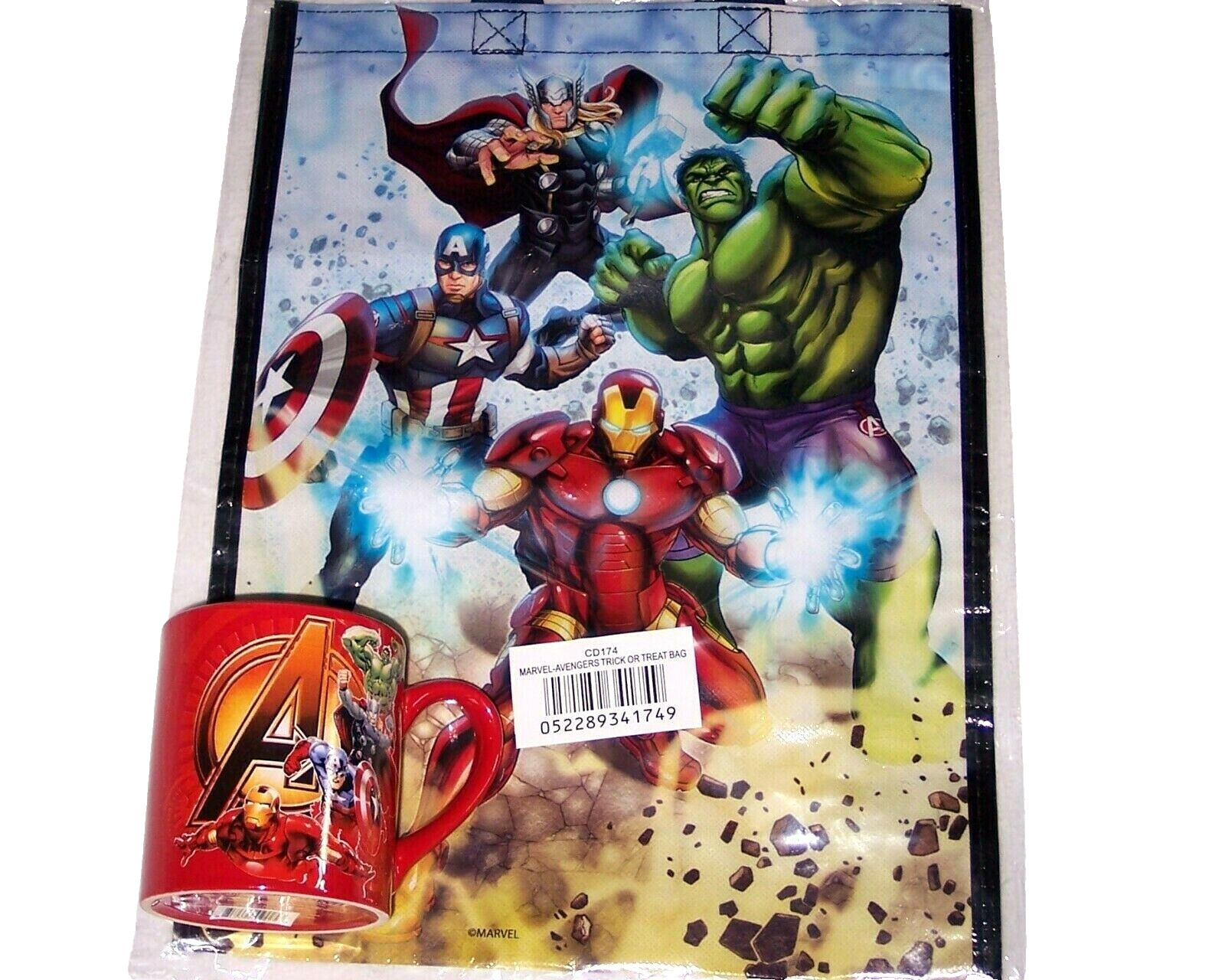 NEW Marvel Avengers Ceramic Mug Silver Buffalo AV3332 & Vinyl Tote Gift Bag LOT