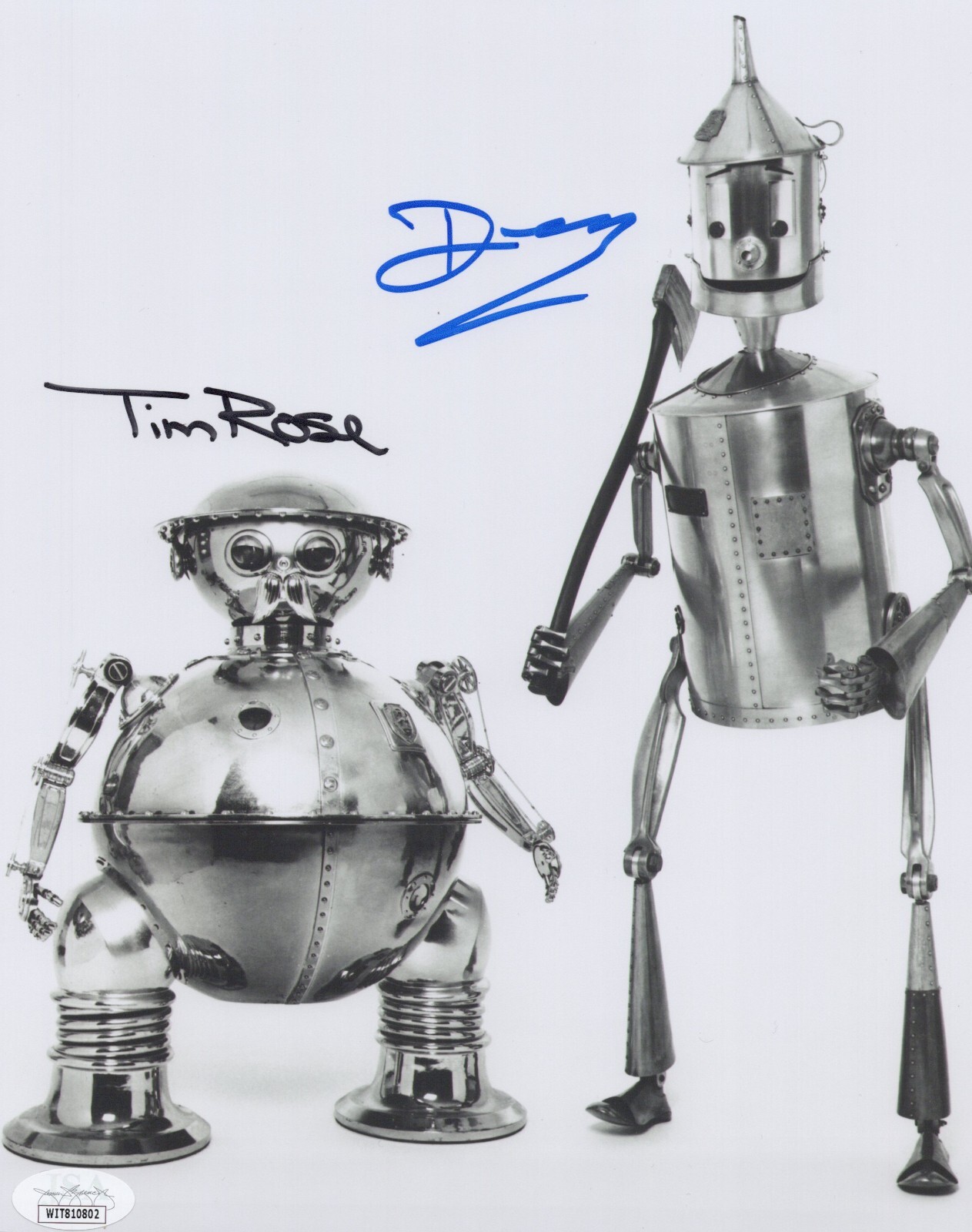 Return to Oz- Tik-Tok & Tin Man 8×10 photo signed by Tim Rose & Deep Roy JSA COA