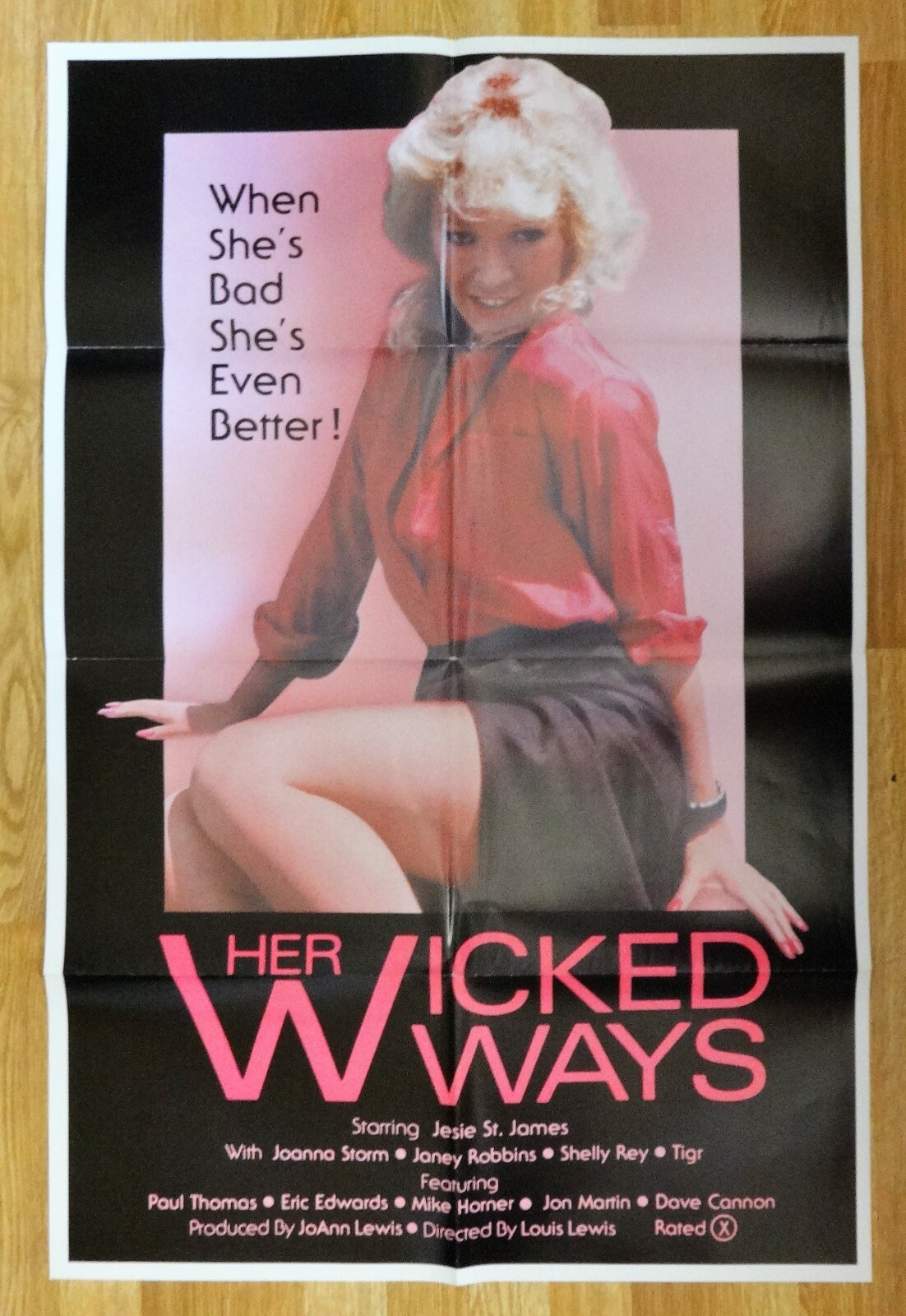HER WICKED WAYS – Joanna Strom & Shelly Rey – 25×38″ 1983 Adult Movie Poster