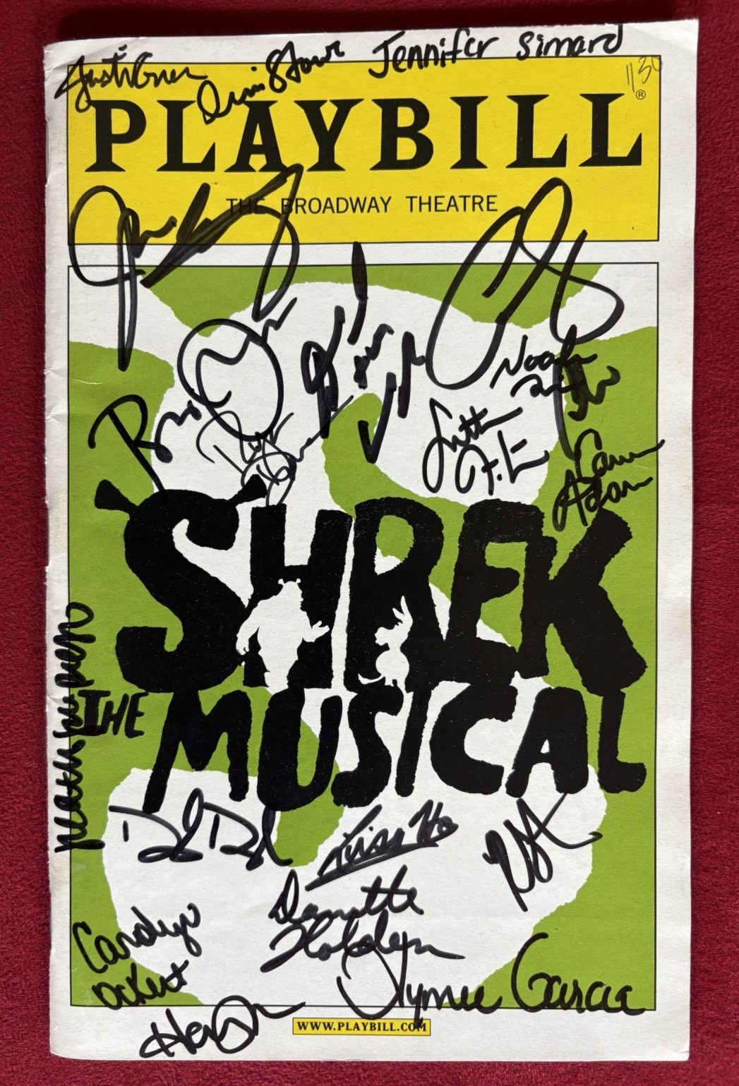 Shrek The Musical OBC Signed Playbill Sutton Foster Brian d’Arcy James 19 Autos
