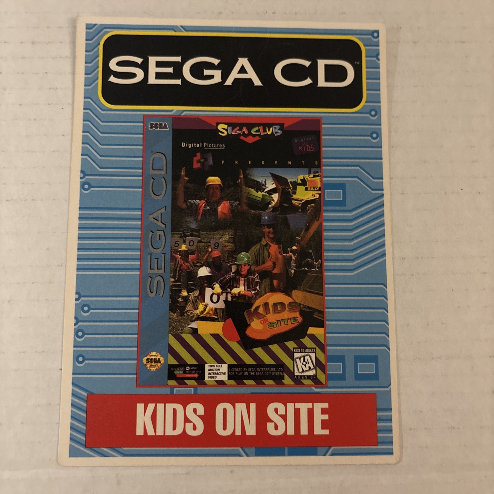 Sega CD Kids On Site VIDPRO Card Toys R Us Display Card Rare