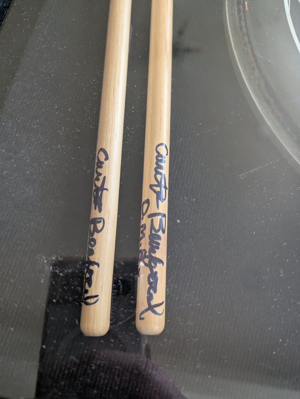 Dave Matthews Band Signed Drumhead And Carter Beauford Signed Drumsticks