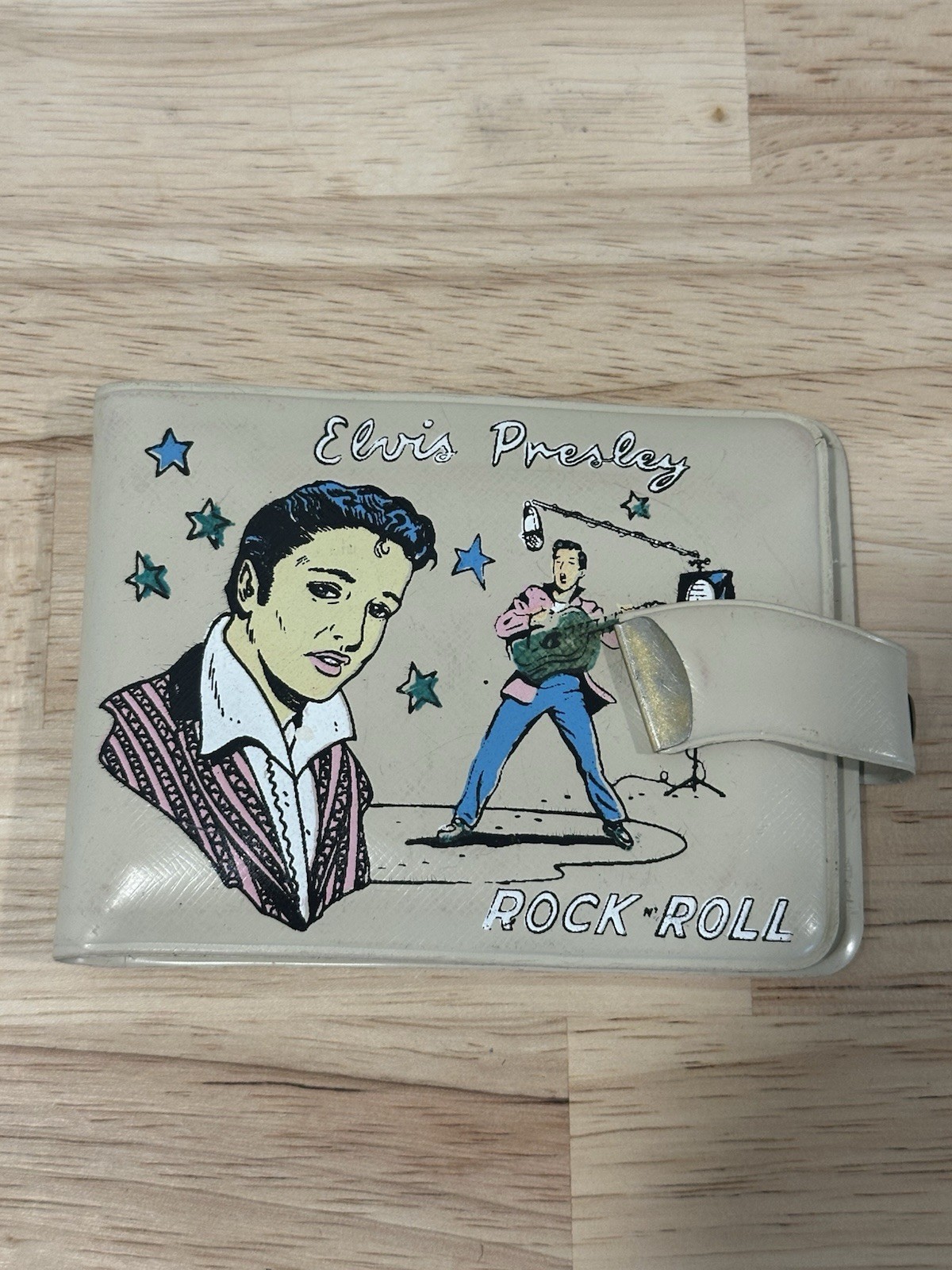 Vintage 1956 EPE Elvis Presley Rock ‘n’ Roll Vinyl Plastic Wallet – Cream