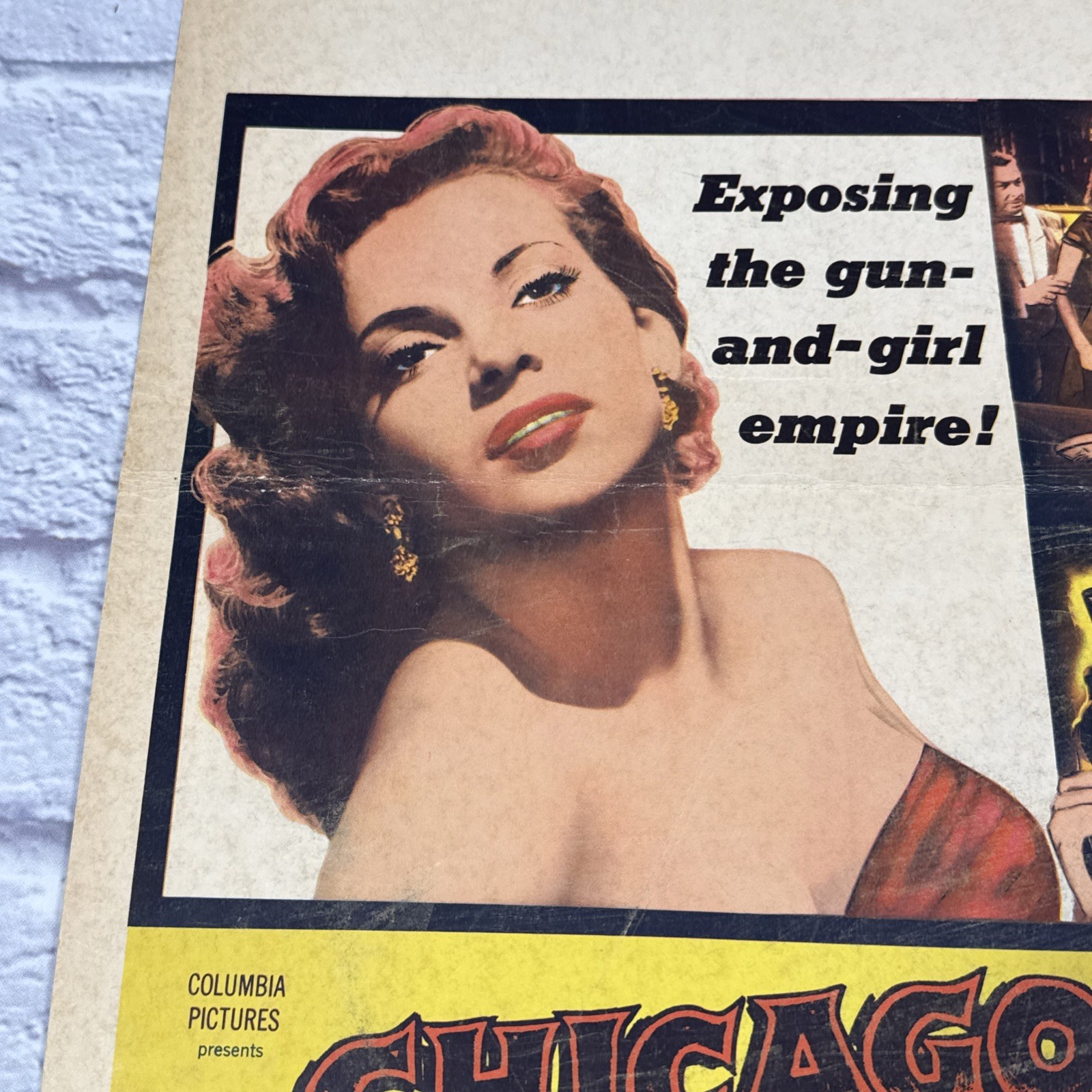 Vintage Chicago Syndicate 1955 Window Card Dennis O’Keefe Abbe Lane Movie Poster