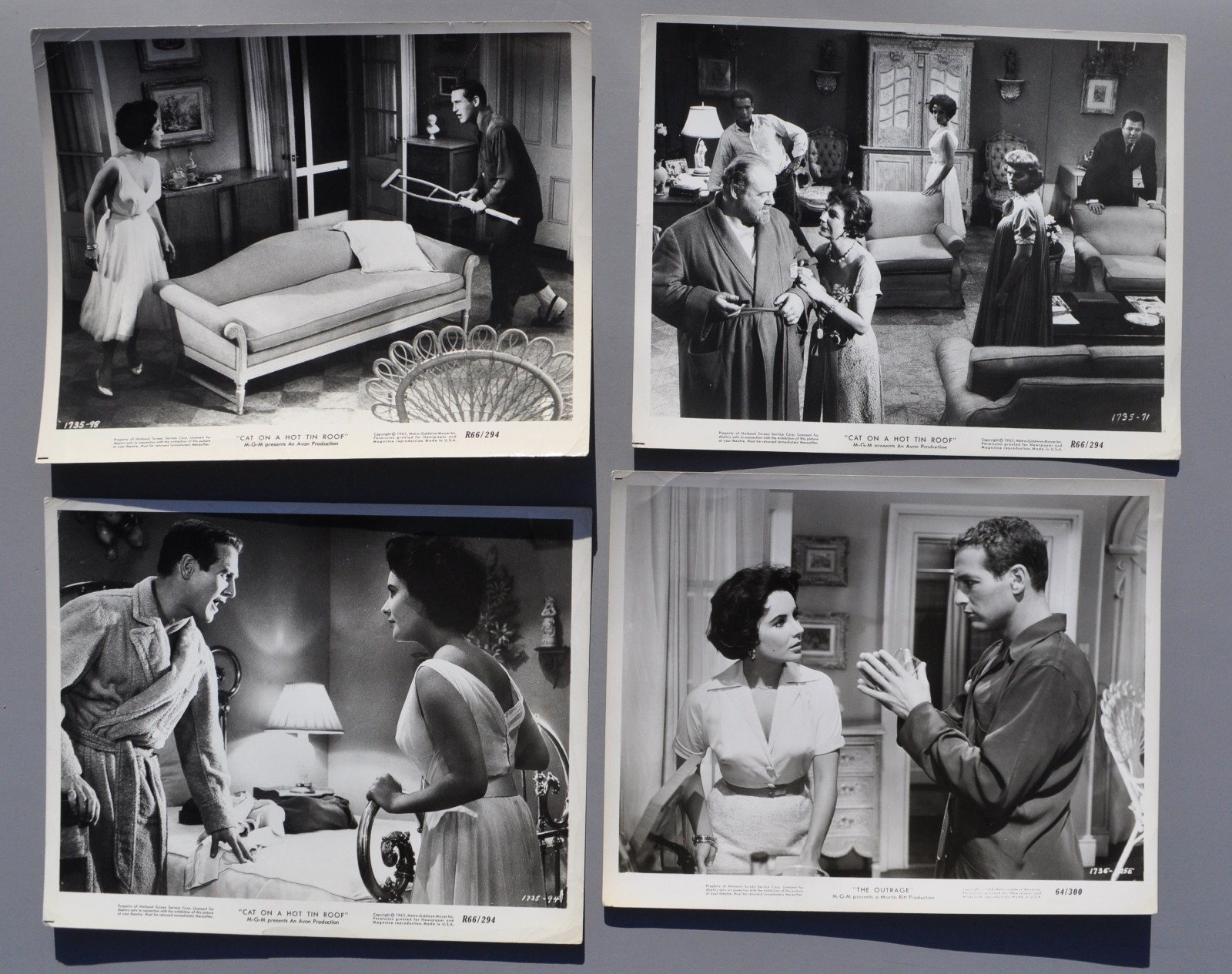 Lot of 4 Original Elizabeth Taylor Paul Newman B&W Lobby Photos