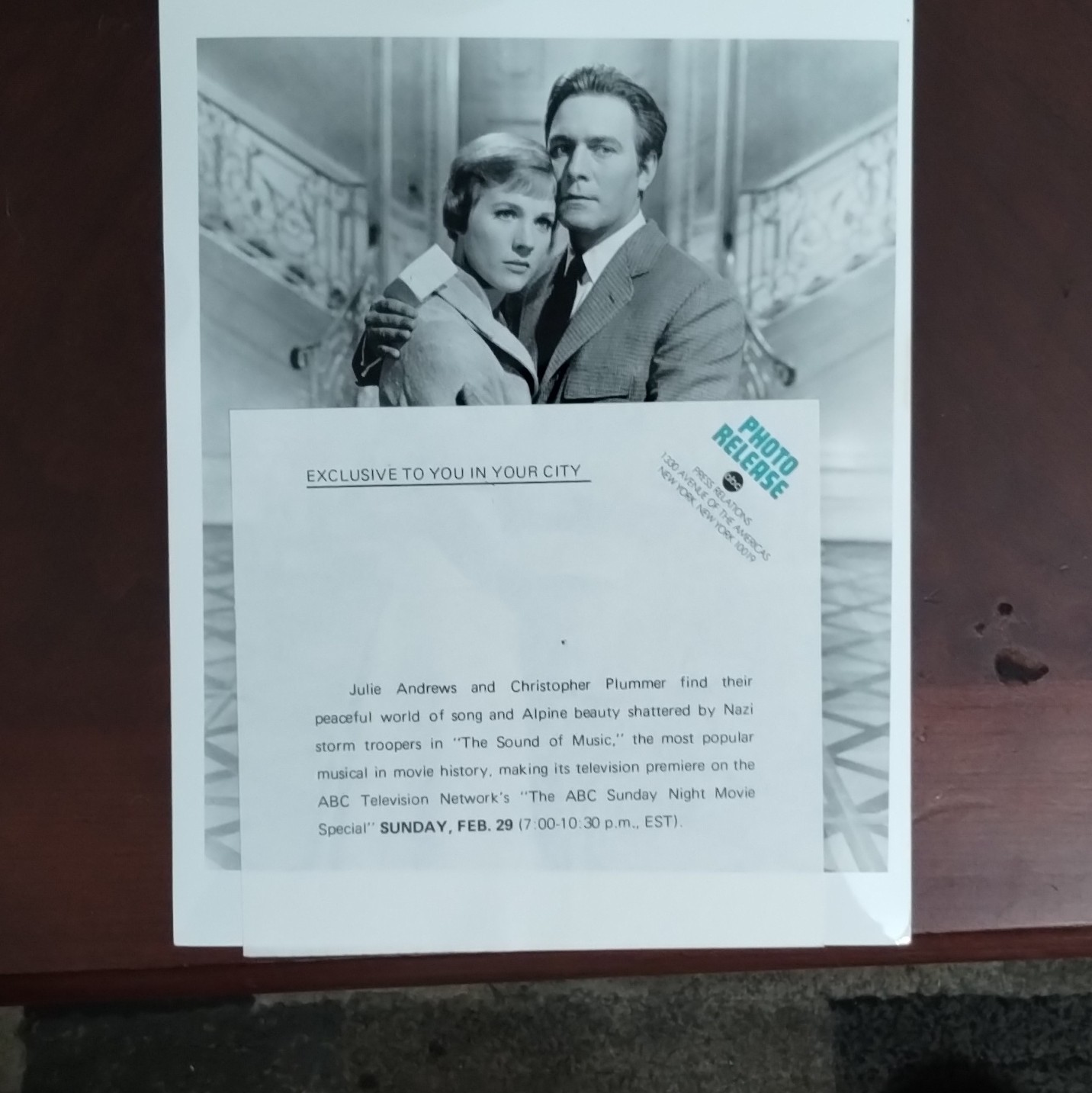 ABC TV The Sound of Music Julie Andrews Christopher Plummer Original B&W 8×10