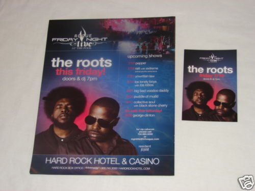The Roots 2010 Concert Hard Rock Las Vegas Black Thought / Questlove Ad & Flyer