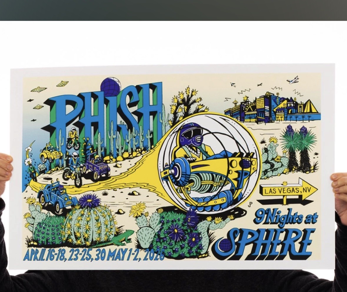Phish Jim Pollock Sphere Las Vegas 4/30 5/1 5/2 L/E poster, Blue Sky – signed/#d