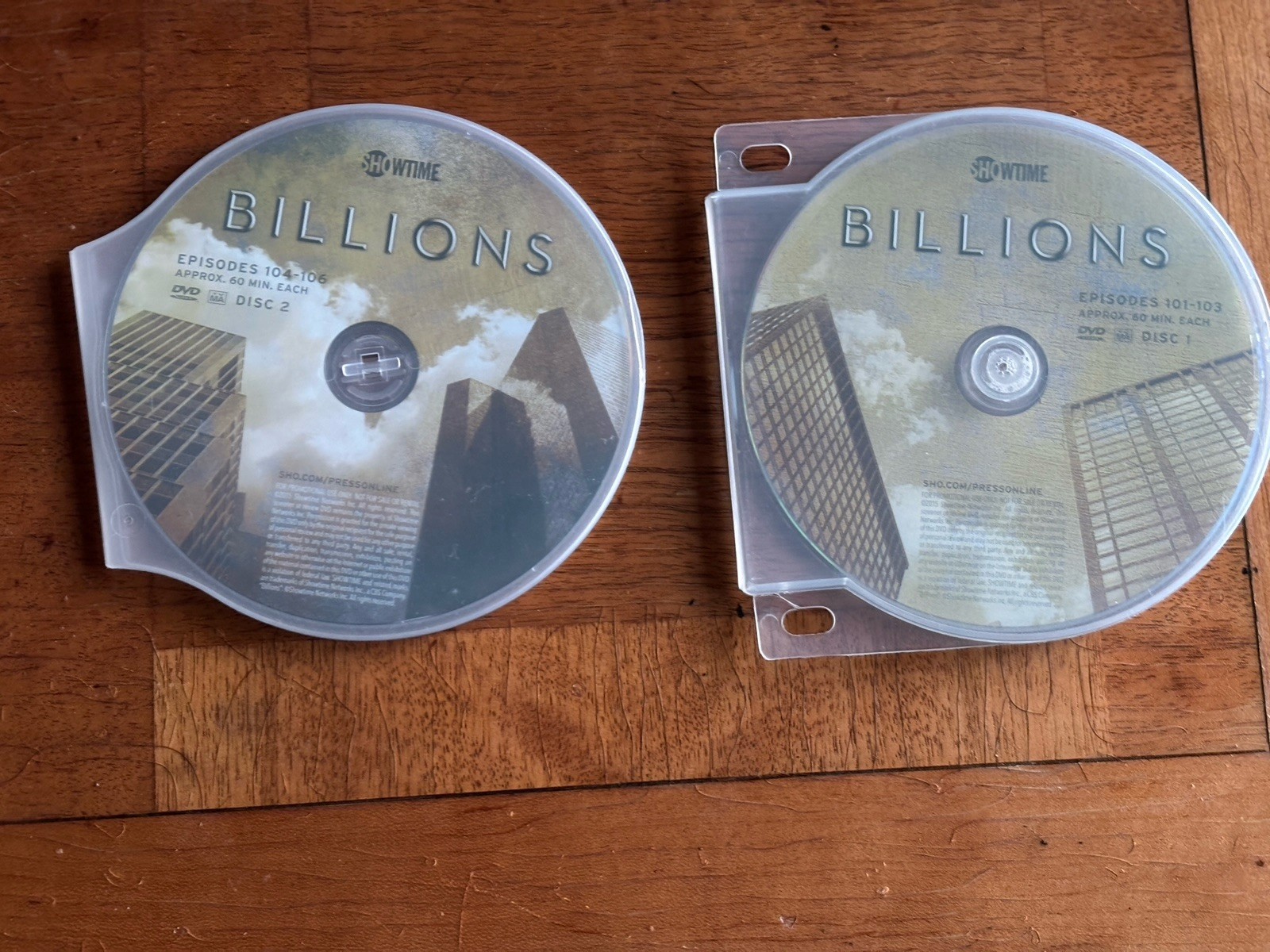 BILLIONS TV SHOW Screener Season 1 Press SCREENERS 2 DVDs Episodes 101-106