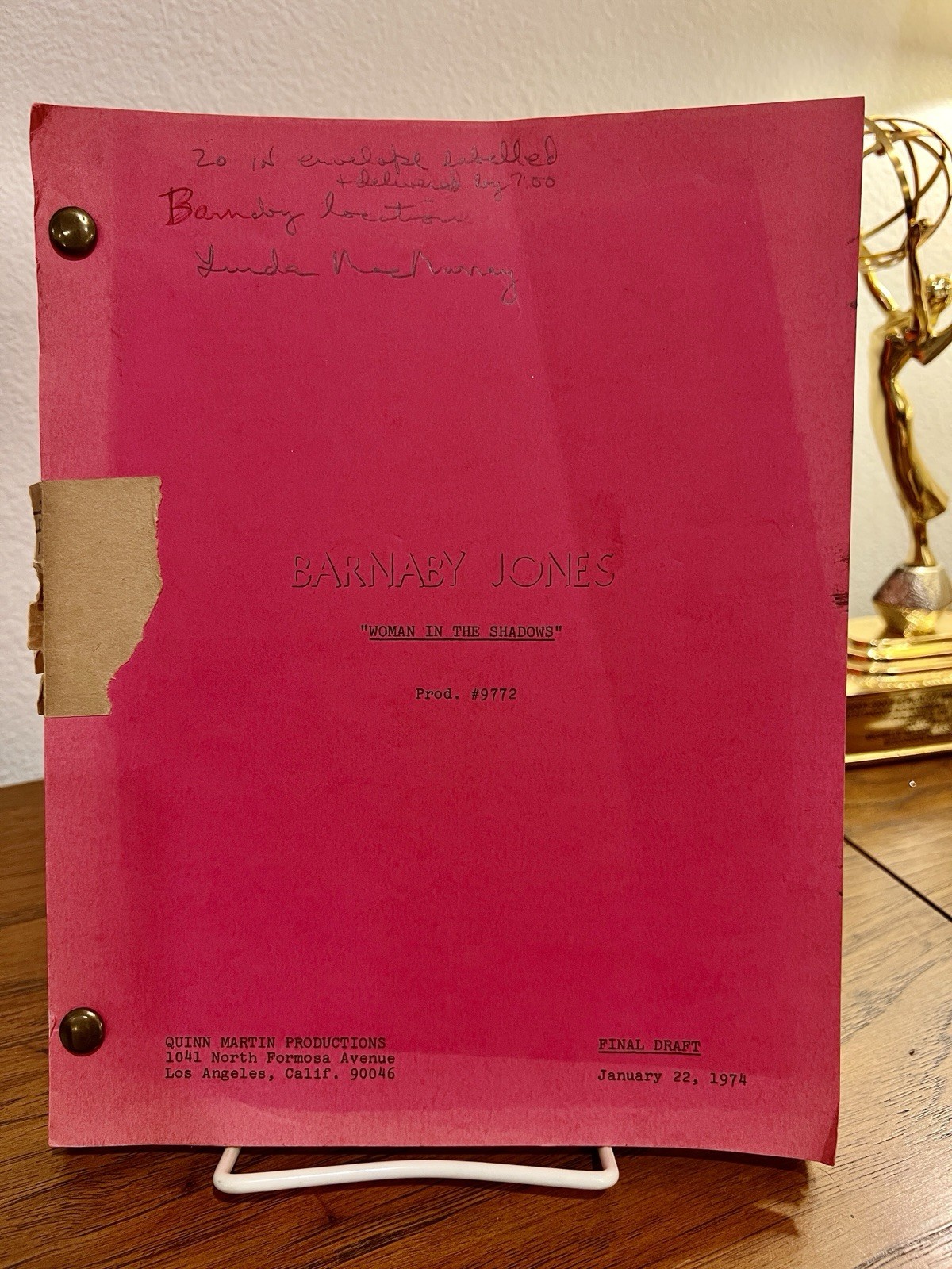 BARNABY JONES Original TV Show Script “Woman In The Shadows” 1974 Buddy Ebsen