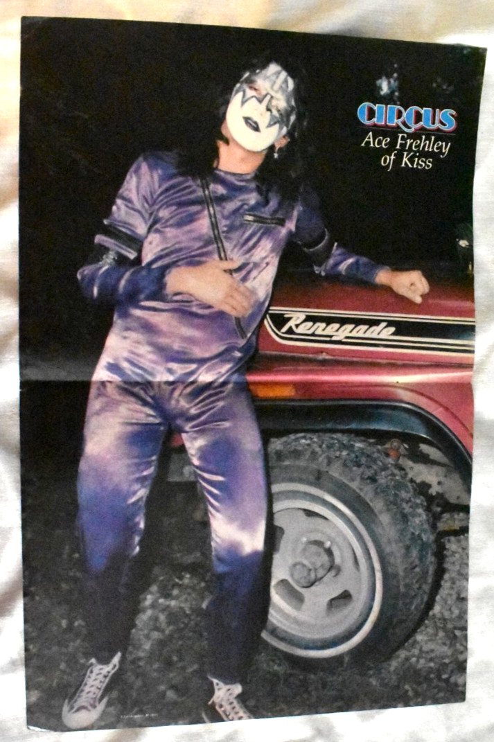 KISS – ACE FREHLEY – CIRCUS MAGAZINE POSTER CENTERFOLD – VINTAGE -1970s