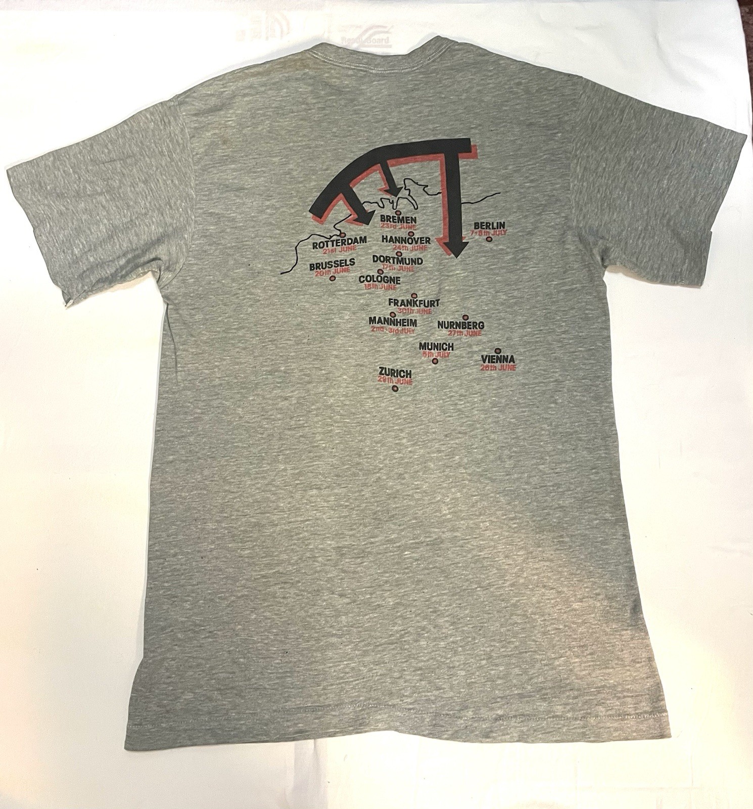 VTG 1980 Led Zeppelin Over Europe Tour Shirt Hanes Orange Flag Single Stitch M