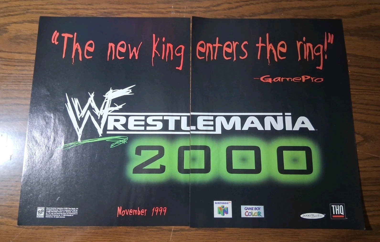 Wrestlemania 2000 Video Game 1999 Vintage Print Ad 16×11