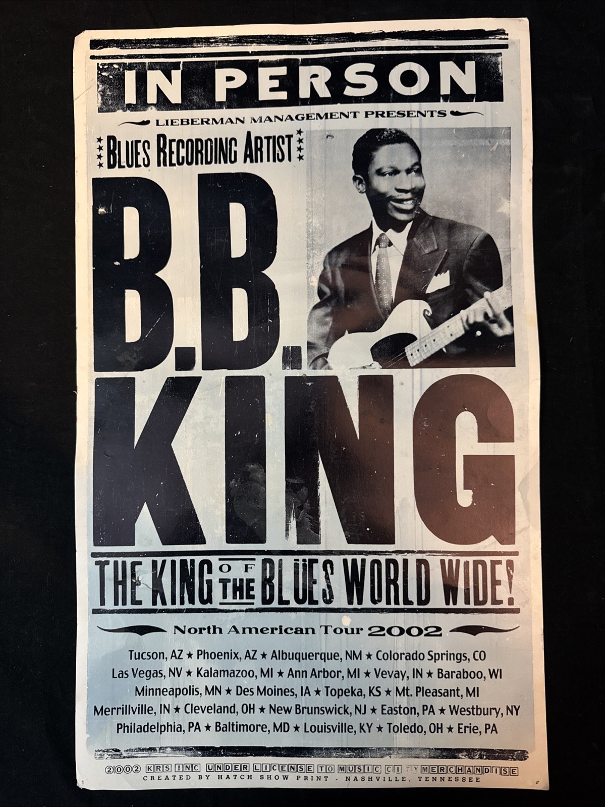 B.B. KING 2002 North American Tour Rare HATCH SHOW PRINT POSTER