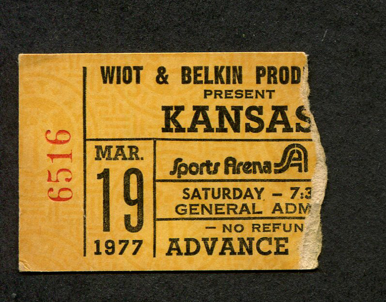 1977 Kansas Concert Ticket Stub Toledo OH Leftoverture Carry On Wayward Son