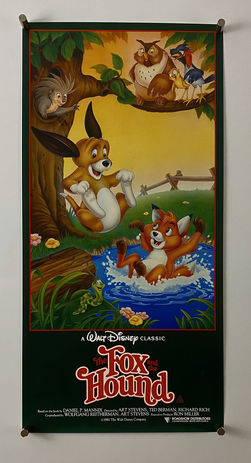 FOX HOUND Movie Poster (VF+) AUSTRALIAN Daybill 1989RR Walt Disney 13 1/4×27 260