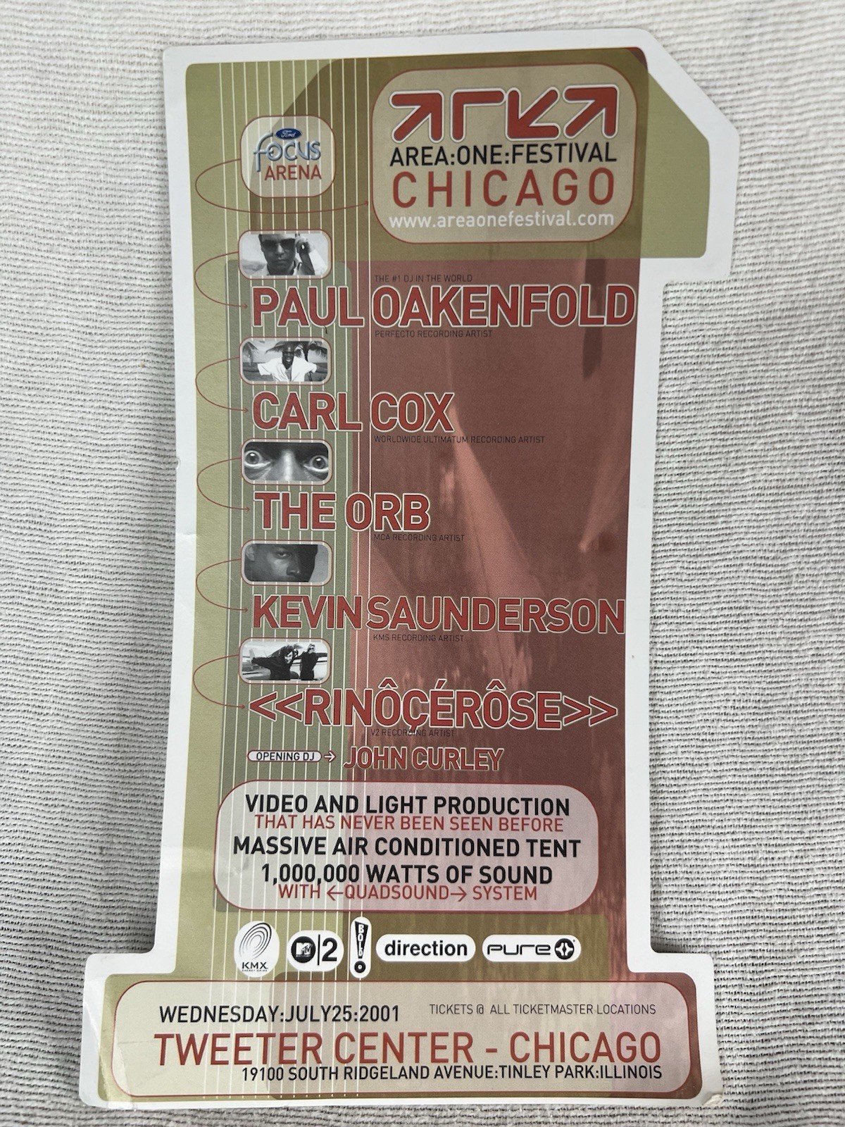 area one festival chicago 2001 outkast moby the roots paul oakenfold rave flyer