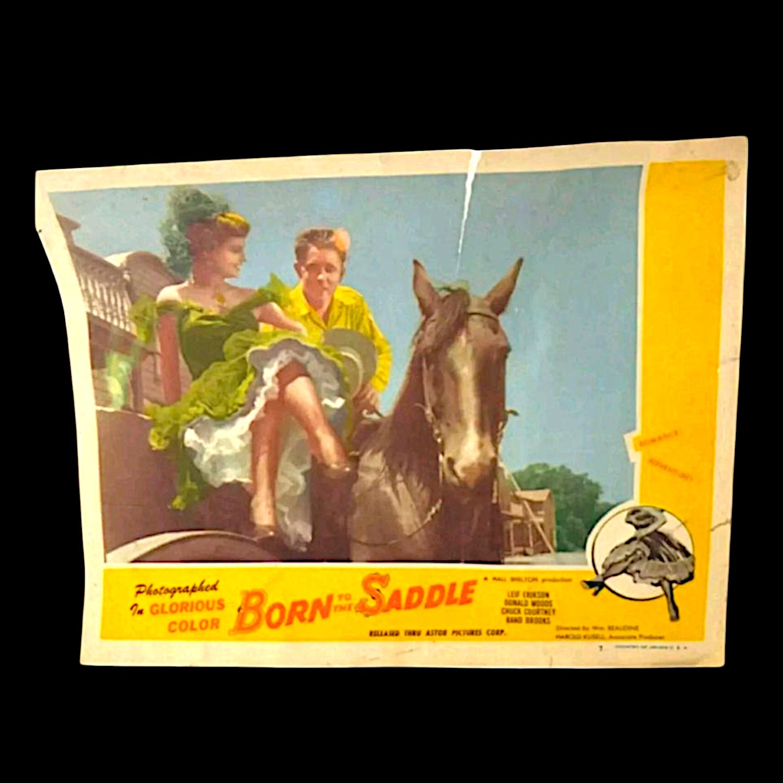 Vtg 50s BORN TO THE SADDLE Movie Poster Western Horse Cowboy Frontier Theater