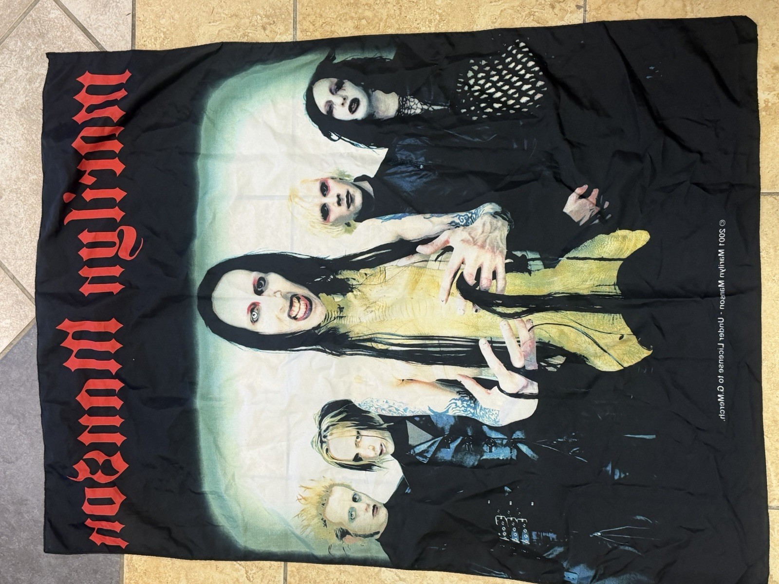 Marilyn Manson Band Members Flag Banner 2001 Cloth 40” X 30” Vintage