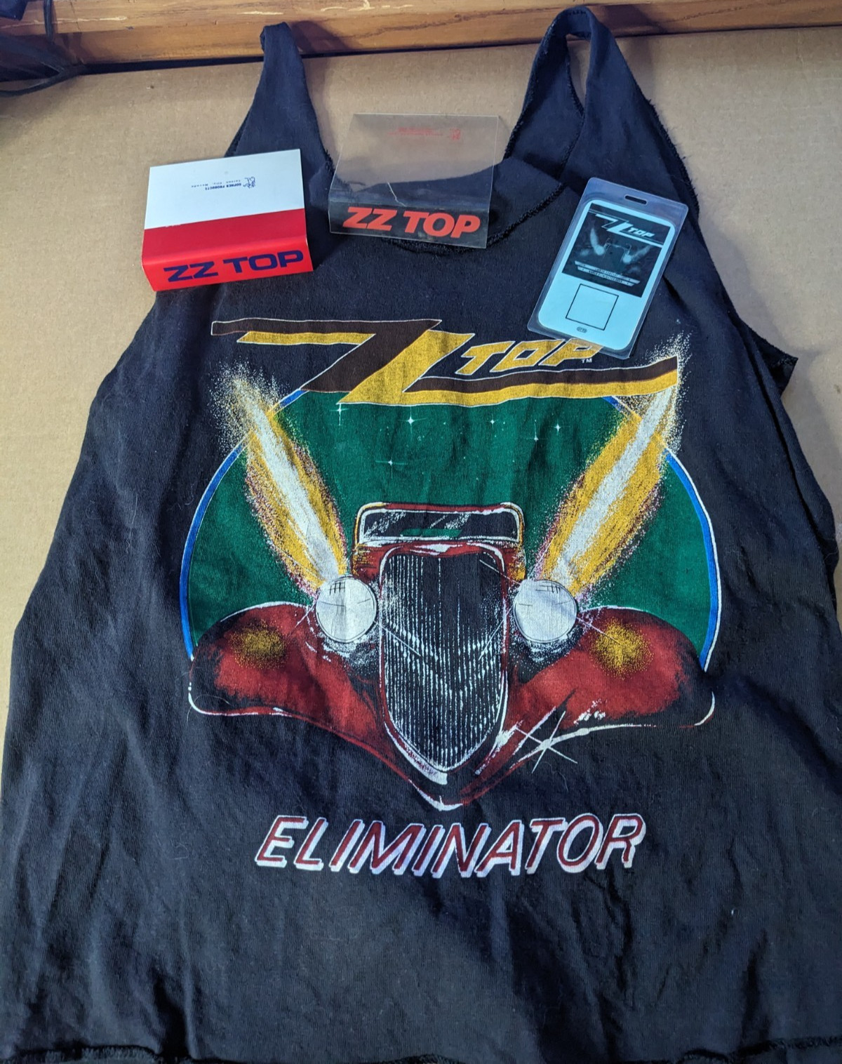 Vintage ZZ Top Eliminator Tank Top T-Shirt L, Lanyard & 2 Cassette Dividers Lot