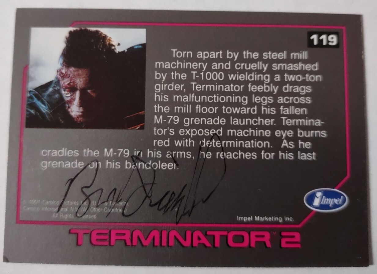 BRAD FIEDEL COMPOSER SIGNED AUTOGRAPHED TERMINATOR 2 T2 MOVIE TRADING CARD RARE
