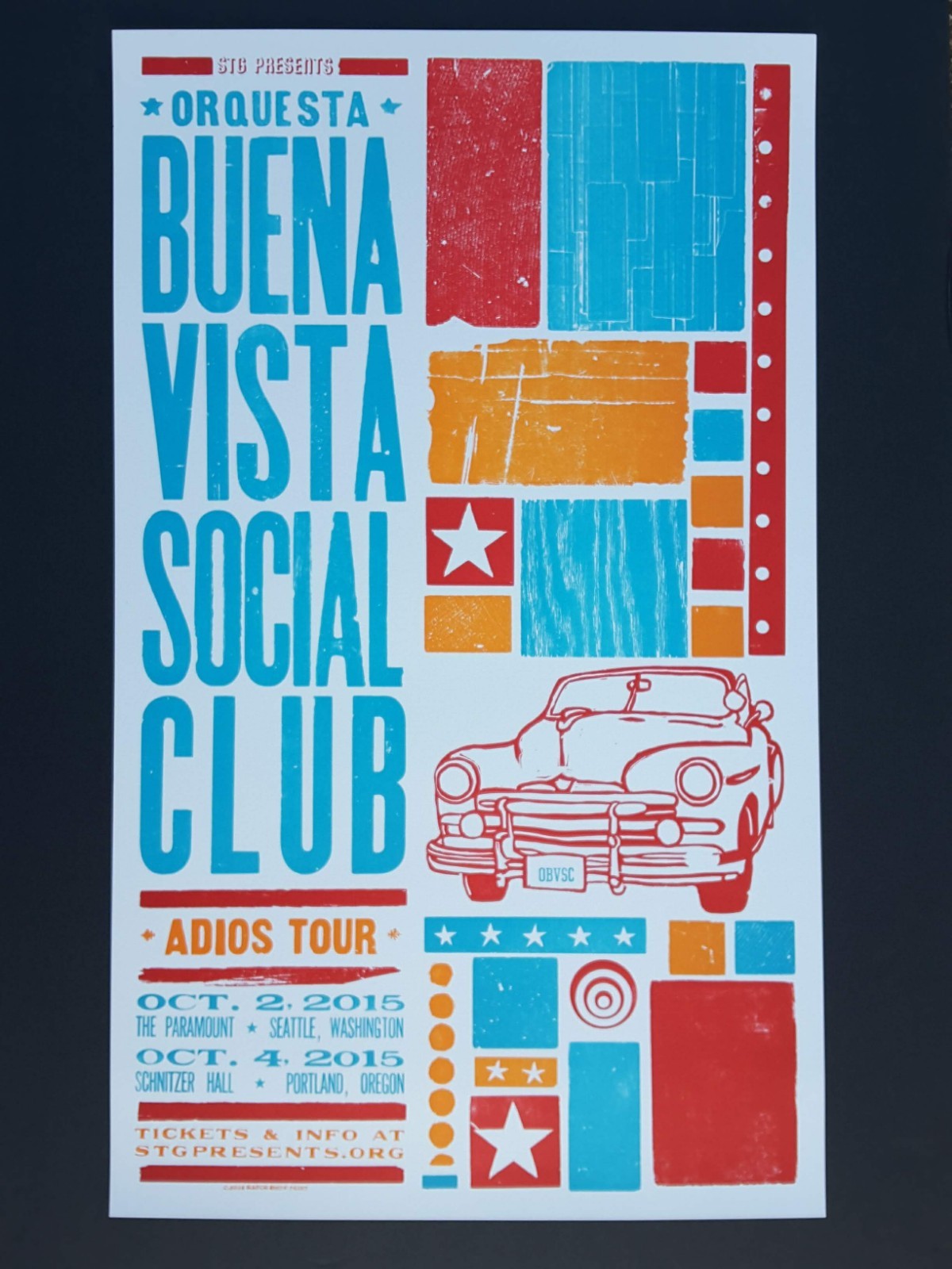BUENA VISTA SOCIAL CLUB Hatch Show Print 2015 PORTLAND & SEATTLE Concert Poster