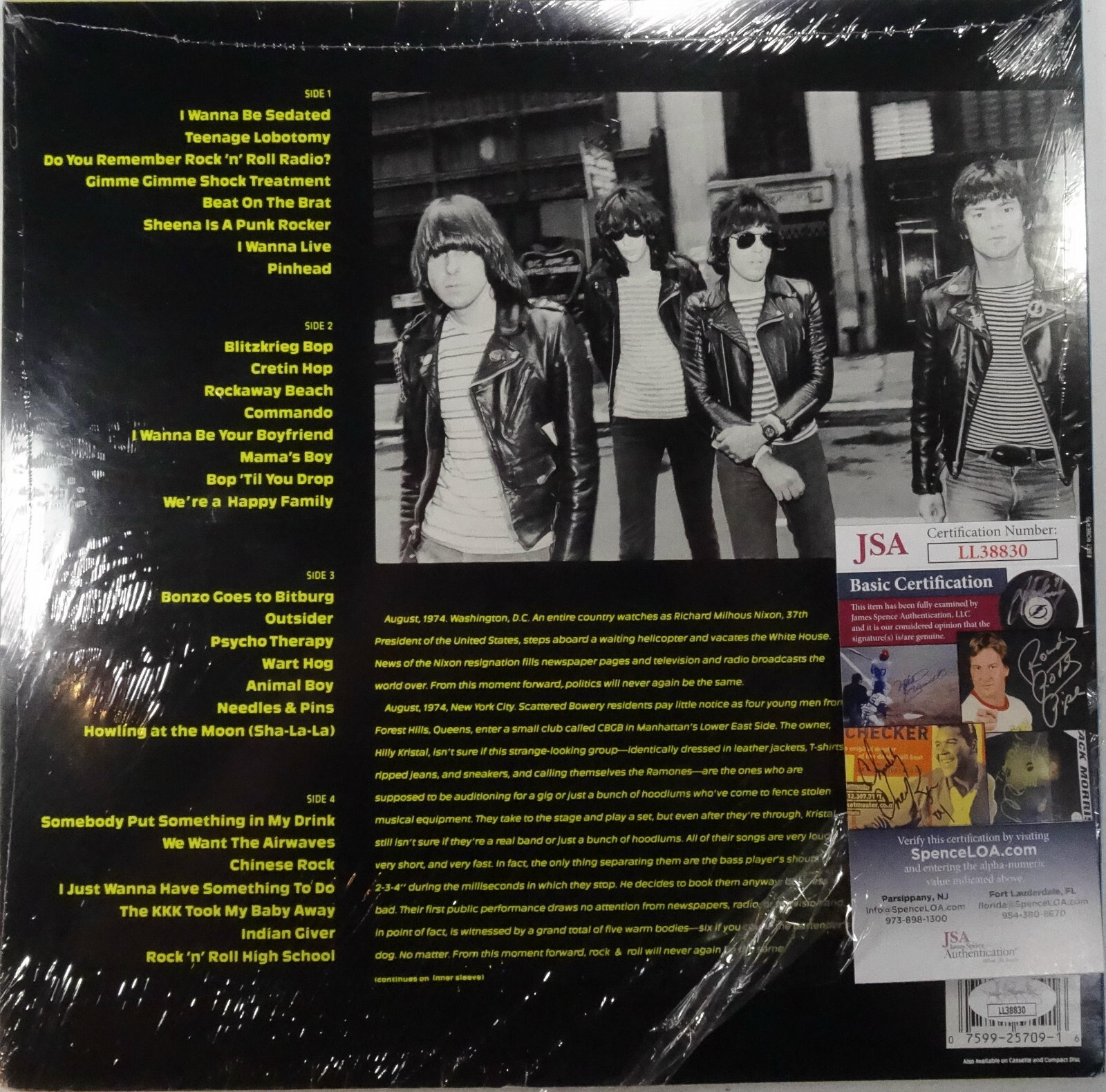 SIGNED RAMONES AUTOGRAPHED 12″ SEALED MANIA LP CERTIFIED AUTHENTIC JSA # LL38830