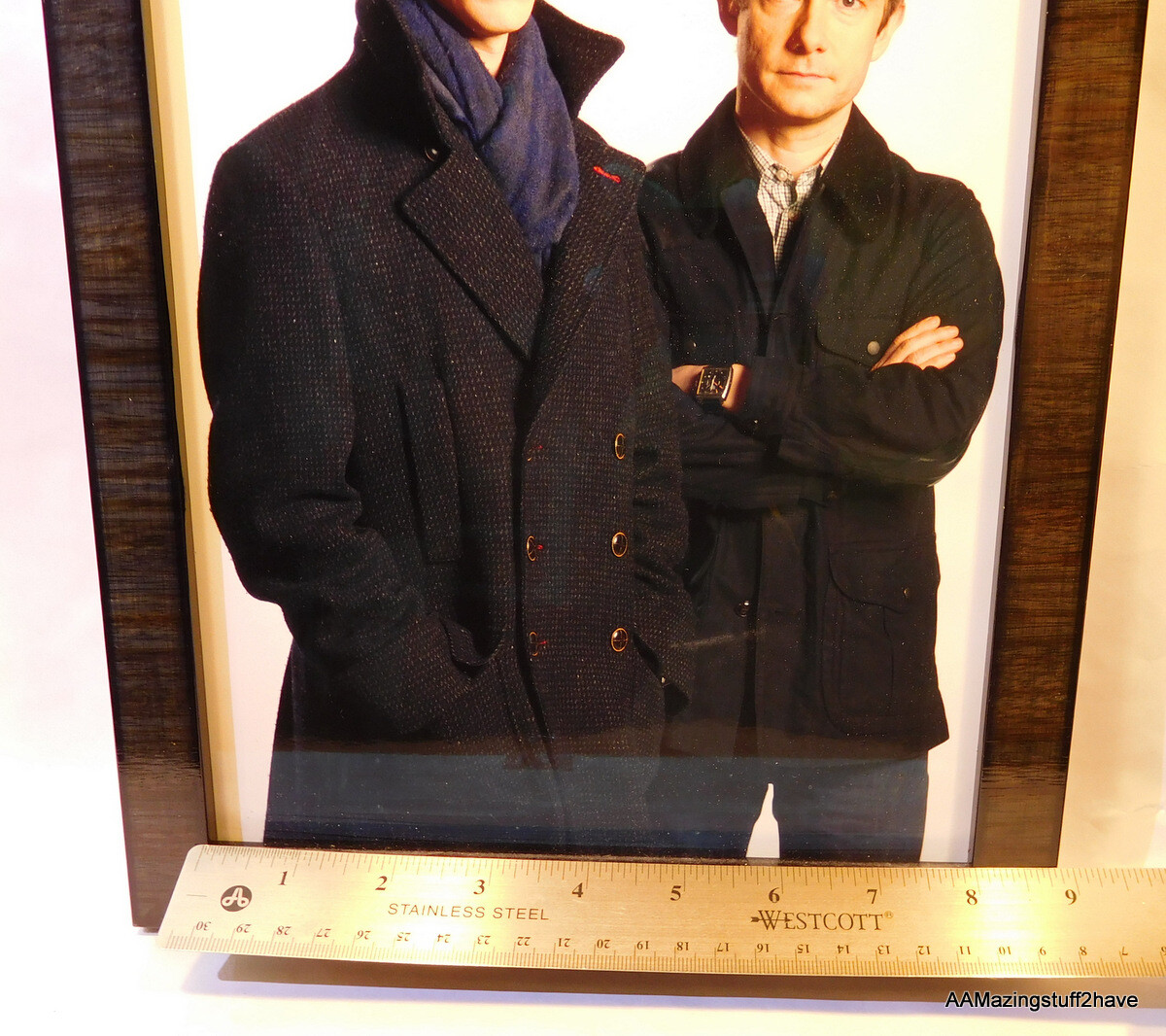 Benedict Cumberbatch & Martin Freeman TV Print in Black Glass frame Signed