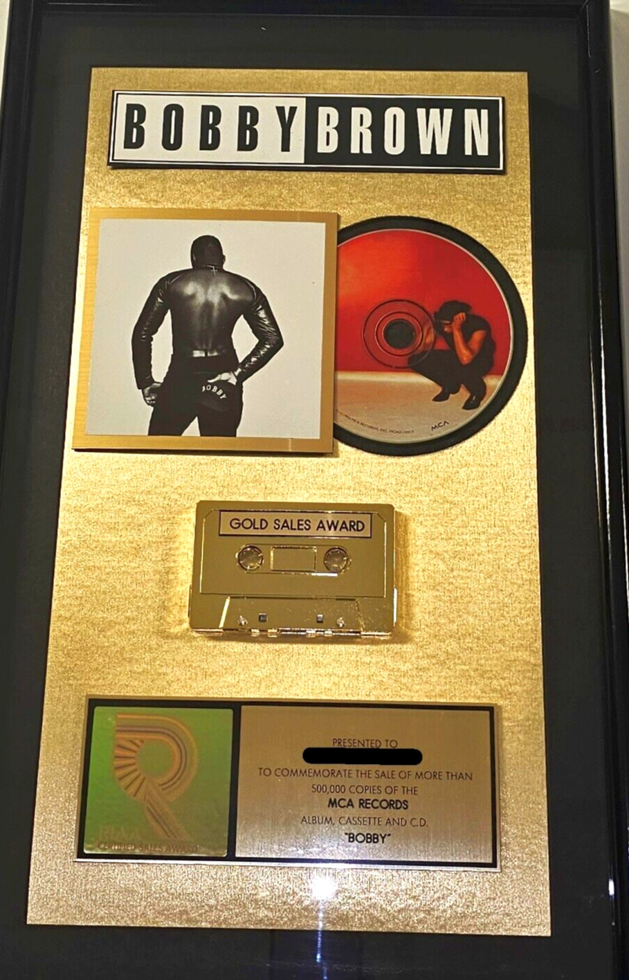 RIAA BOBBY BROWN GOLD SALES AWARD MCA R &B ICON